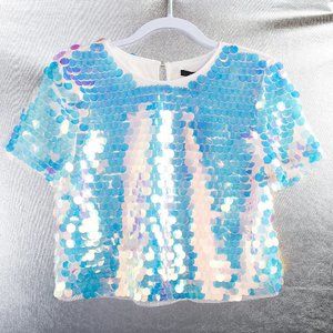 Iridescent Sequin Crop Top S - Forever 21  Mermaid